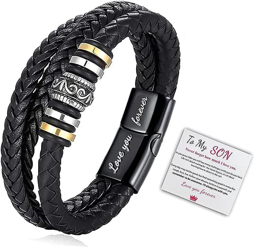 To My Son/To My Grandson "Love You Forever" | Braided Leather Bracelet