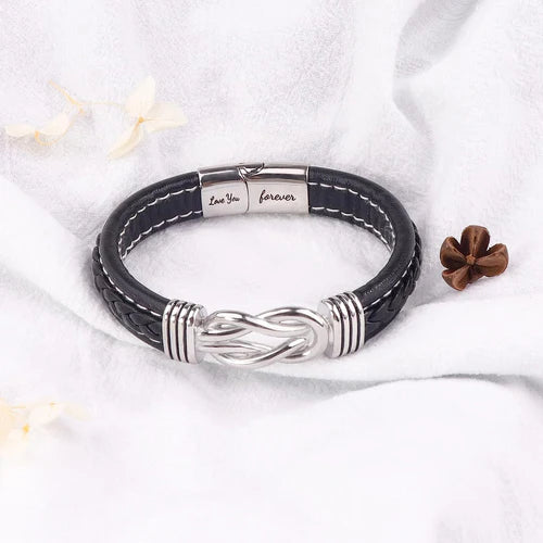 To My Son/Grandson "Forever Linked Together" | Braided Leather Bracelet